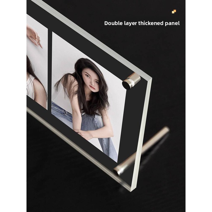 Acrylic Photo Frame Creative 6inch High-end Feel Stand 7 Double-sided Transparent Photos 8 Poster Display Rack A4 Mounting H260306