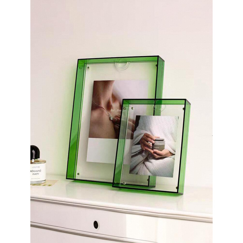Acrylic Display Stand INS Transparent Simple Living Room Storage Ornament Double-Sided 6inch Photo Frame Creative Personality H260306