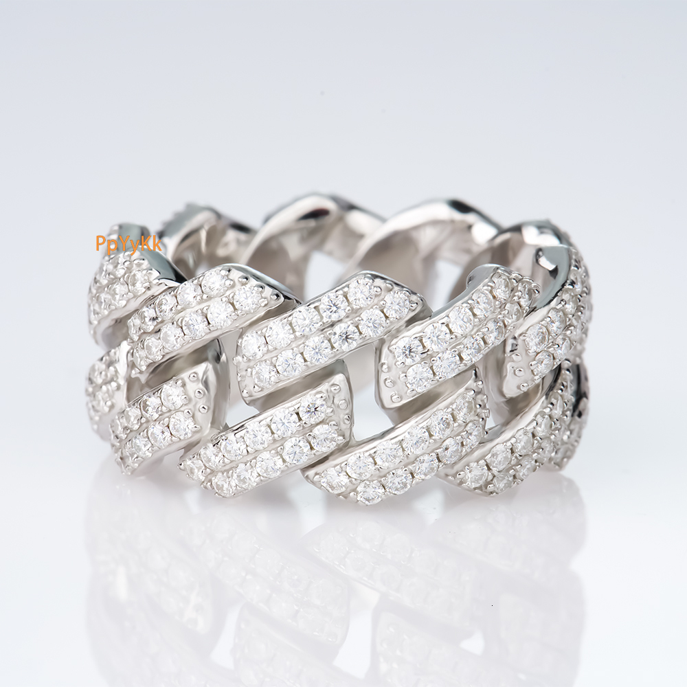 Boutique Jewelry Moissanite Ring 925 Sterling Silver VVS Colorful Miami Cuban Link Hip Hop Couple Rings