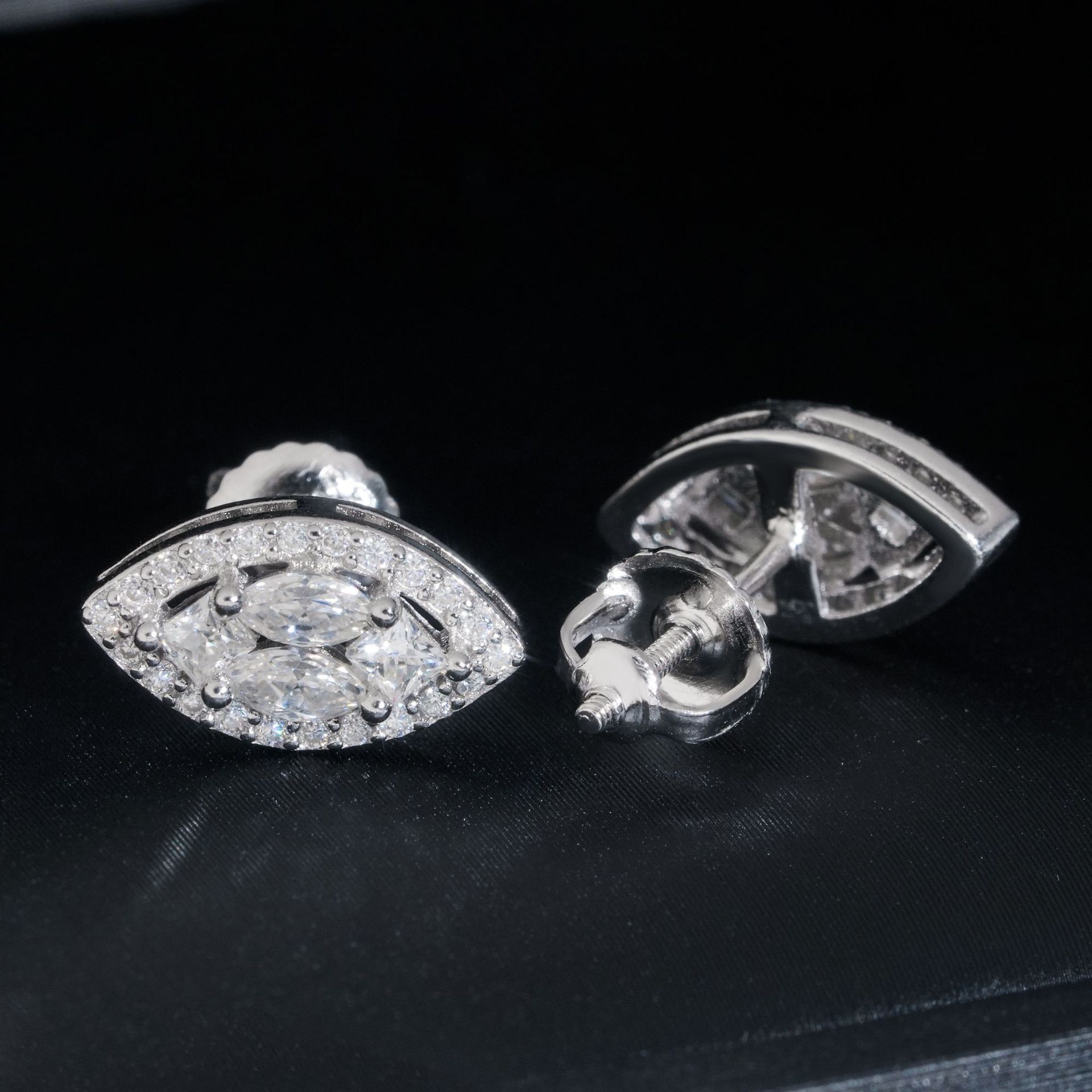 New Style Fashion High Quality Fancy Marquise Shape Hip Hop 925 Silver Moissanite Stud Earrings