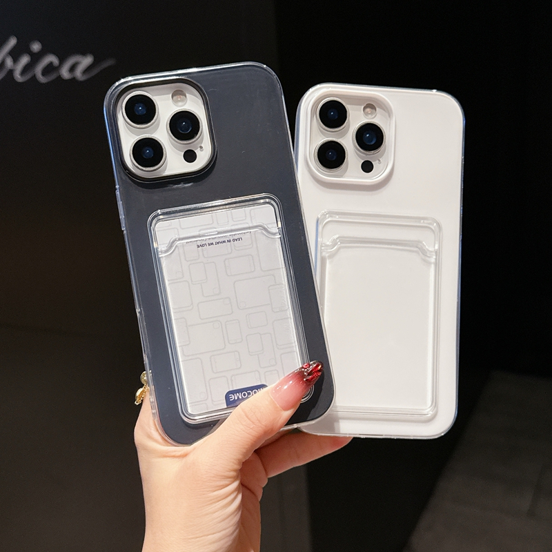 Card Pocket Cases For Iphone 16 Plus 15 Pro Max 14 13 12 11 Iphone16 Hard PC Soft TPU Luxury Fashion Crystal Credit ID Card Slot Mobile Phone Back Cov