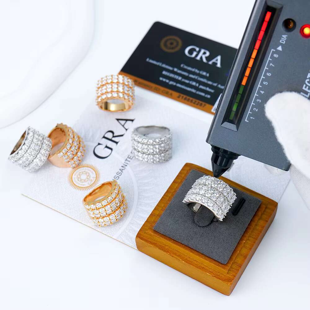 Luxury Jewelry Diamond Set 18K Gold Plated 925 Sterling Silver VVS Moissanite High Quality Ring GRA Tested