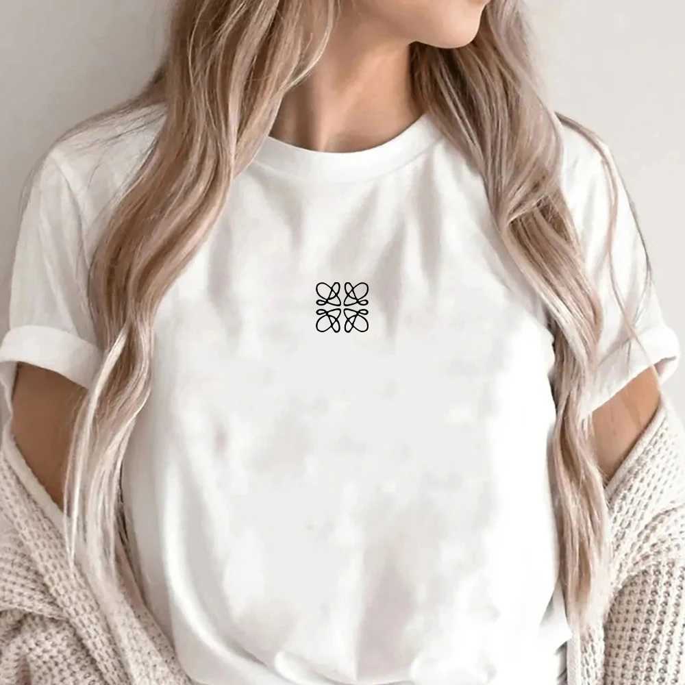 Womens Summer Cotton T-Shirt Alphabet Flower Shirt Fashion Printed Pattern T-Shirt Brand High Quality Short Sleeve Top Y250702