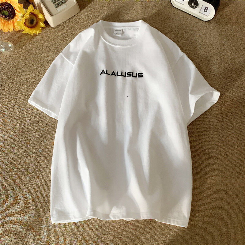 White Cotton T-shirt Designer Short Sleeves Men Short Sleeve Summer Loose 2025 New Printed Top Trendy Brand Heavyweight Five-quarter Sleeve Tee