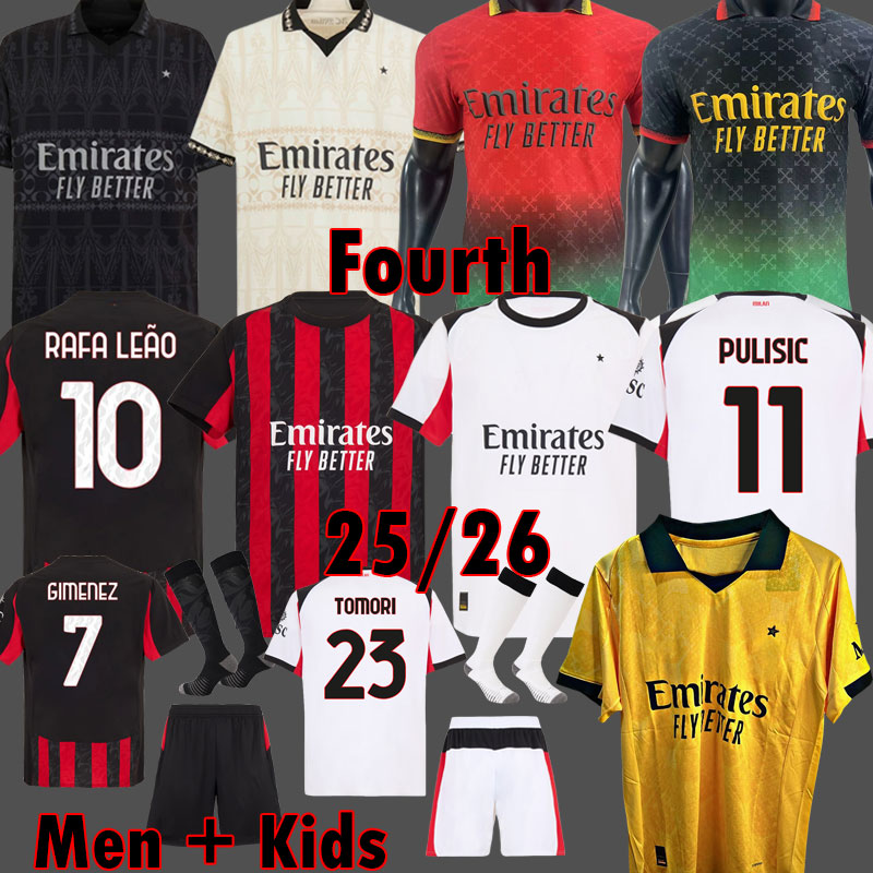 25025 2026 RAFA LEAO TOMORI MUSAH THIAW 25 26 Fourth AC MlIAN 125TH Anniversary Soccer JerseyS 4TH GABBIA THEO PULISIC 125 Years Player Version shirt men kids Kits