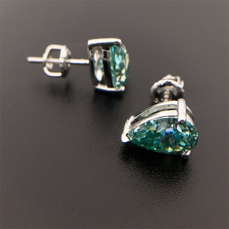 Blue Green VVS Moissanite Diamond Earrings Jewelry Fine Jewelry Earrings Water Drop Moissanite Earrings for Women