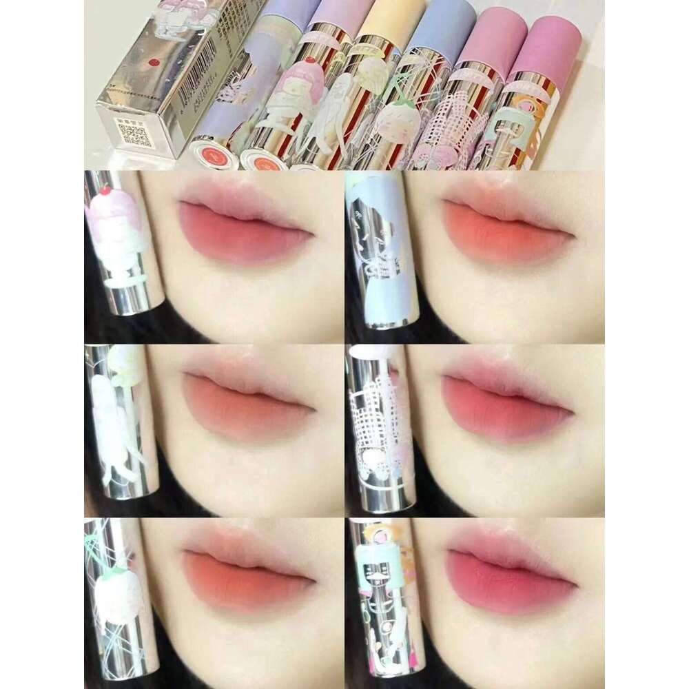 Flortte Girls' Dormitory Milk Cake Lip Cream Mist Face Matte Pink Non stick Cup Long Lasting Red Lipstick Affordable Goods X250702