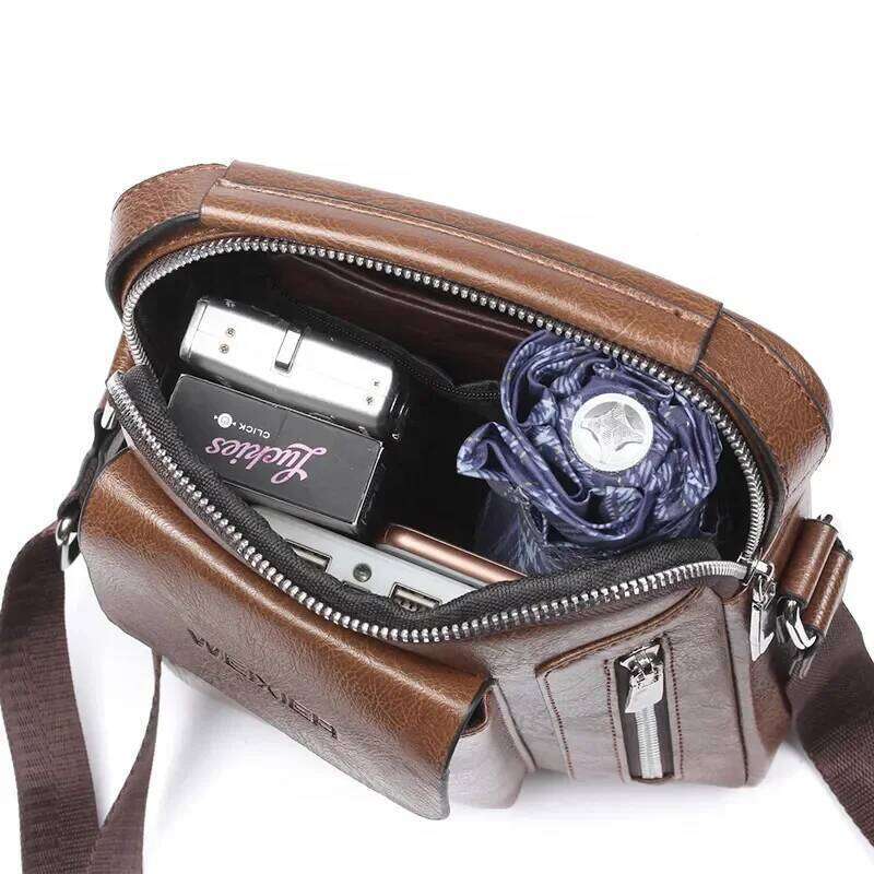 WEIXIER Men Shoulder Crossbody Multi-function Men's Handbags Capacity PU Leather For Male Messenger Bags Tote Bag