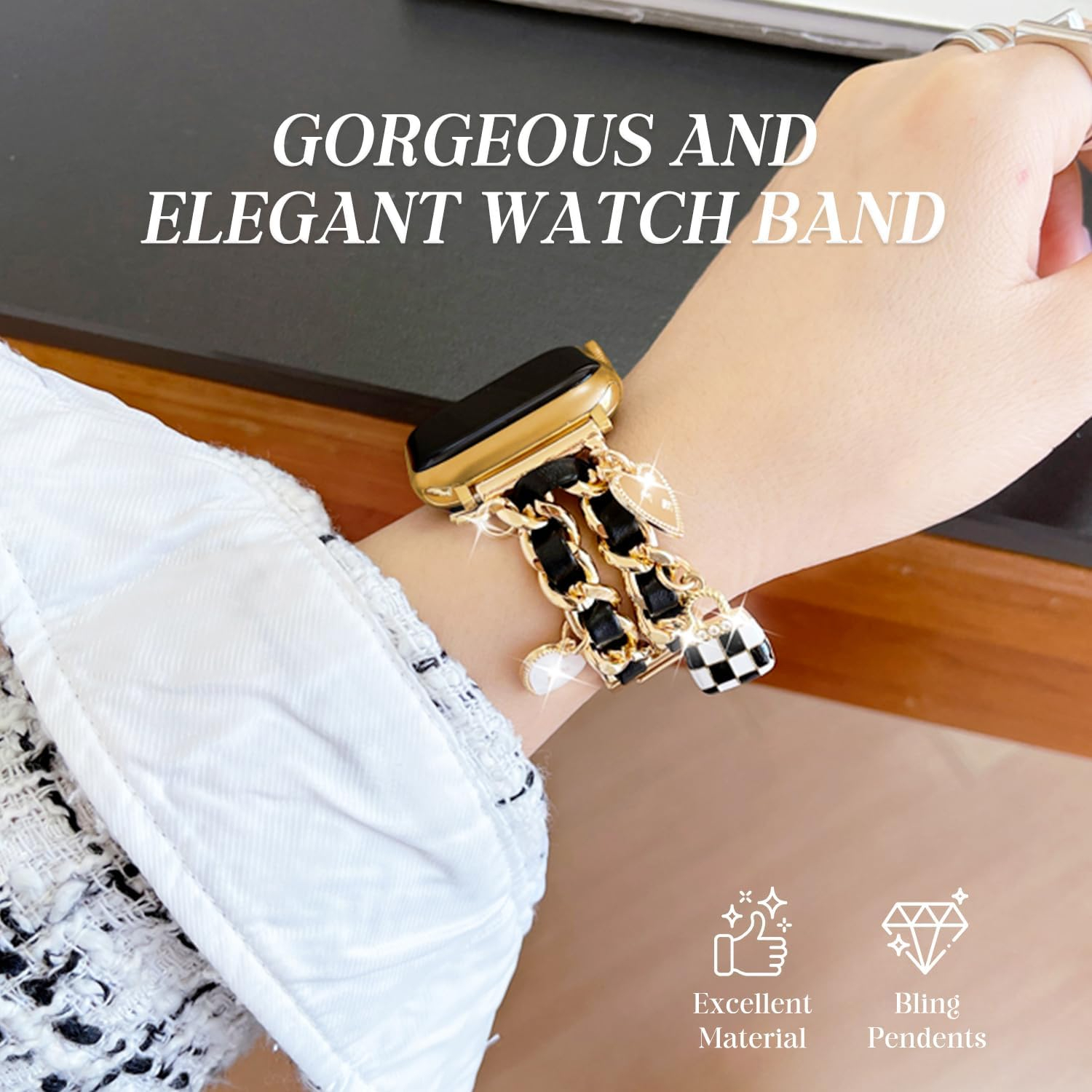 Women's Luxury Bling Metal Strap for Apple Watch 42mm,44mm,45mm,46mm,49mm, Compatible with Series SE/1 2 3