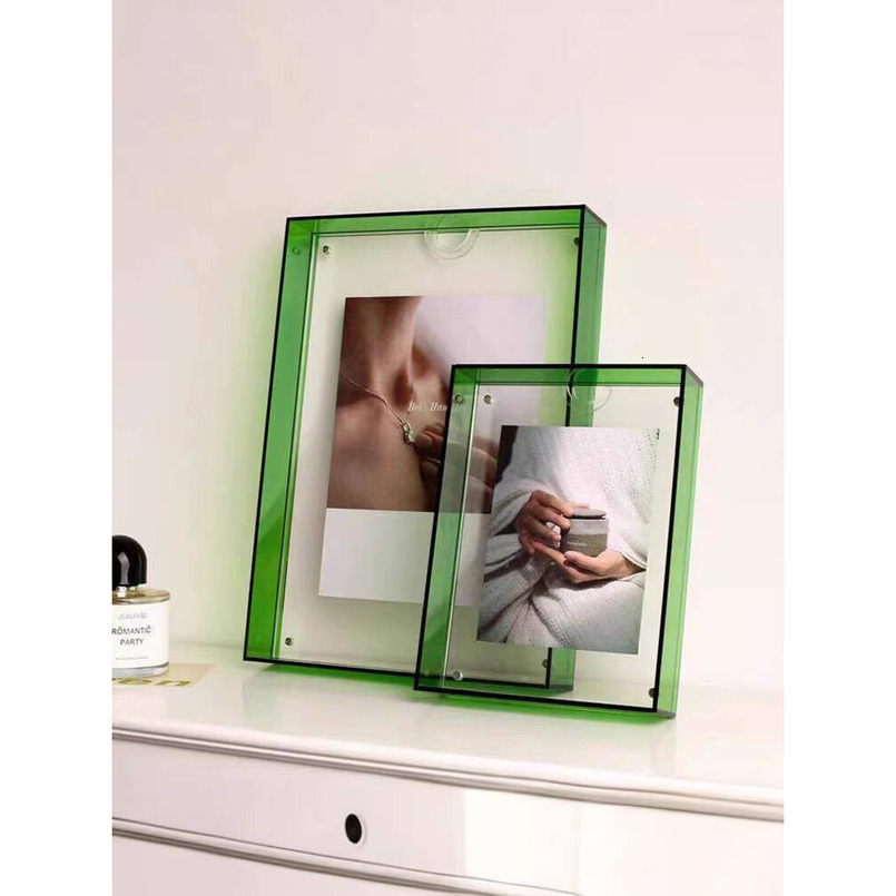 Acrylic Display Stand INS Transparent Simple Living Room Storage Ornament Double-Sided 6inch Photo Frame Creative Personality H260306