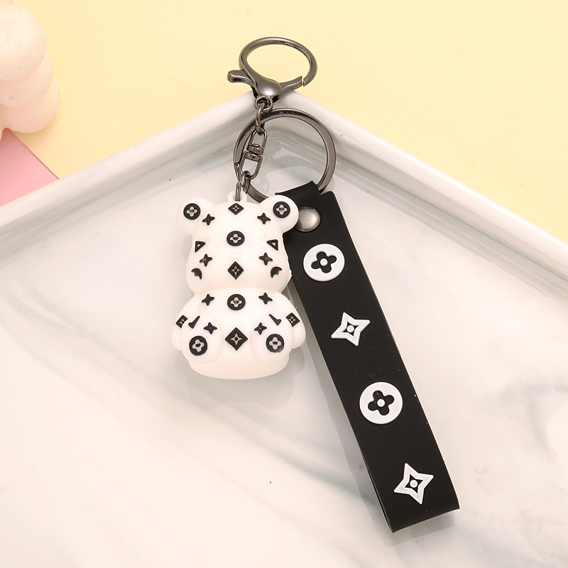 2025 new Free shipping Novel and creative gift cartoon bear key ring school bag pendant bag bag pendant small gift keychain