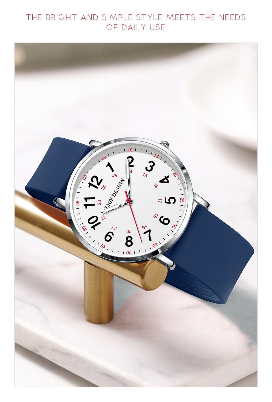 LIGE top brand quartz watches, exquisite ladies' watches, silicone straps, ultra-thin cases, wristwatches, birthday gifts, festival presents, stu