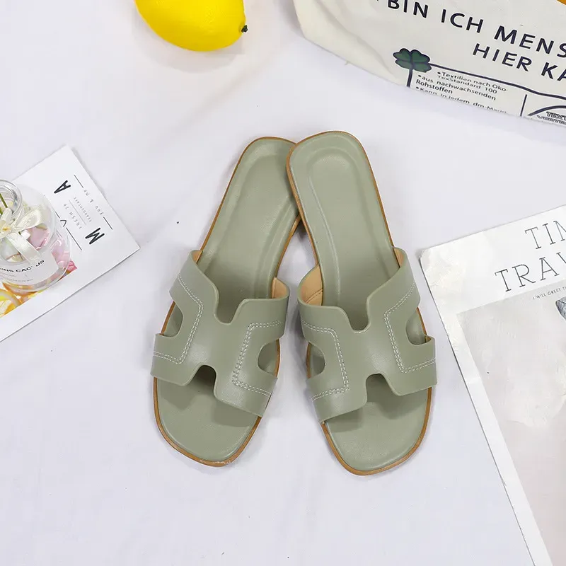 Designer Slippers Sandals Women's Fashion slippers Luxury Slide Rubber Brown Retro Leather Flat Shoes Summer Famous Brand luxurious Classic Outdo