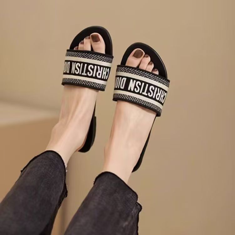 designer slippers flat slides for womens sandals girl blue pink fashion embroidery slipper outdoor Embroidered slippers Coach sandale 35-42
