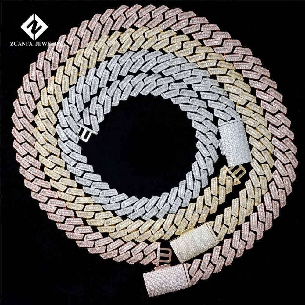 18mm Moissanite Iced Out Dia Gold Chain Necklace Real 14k White Miami Cuban
