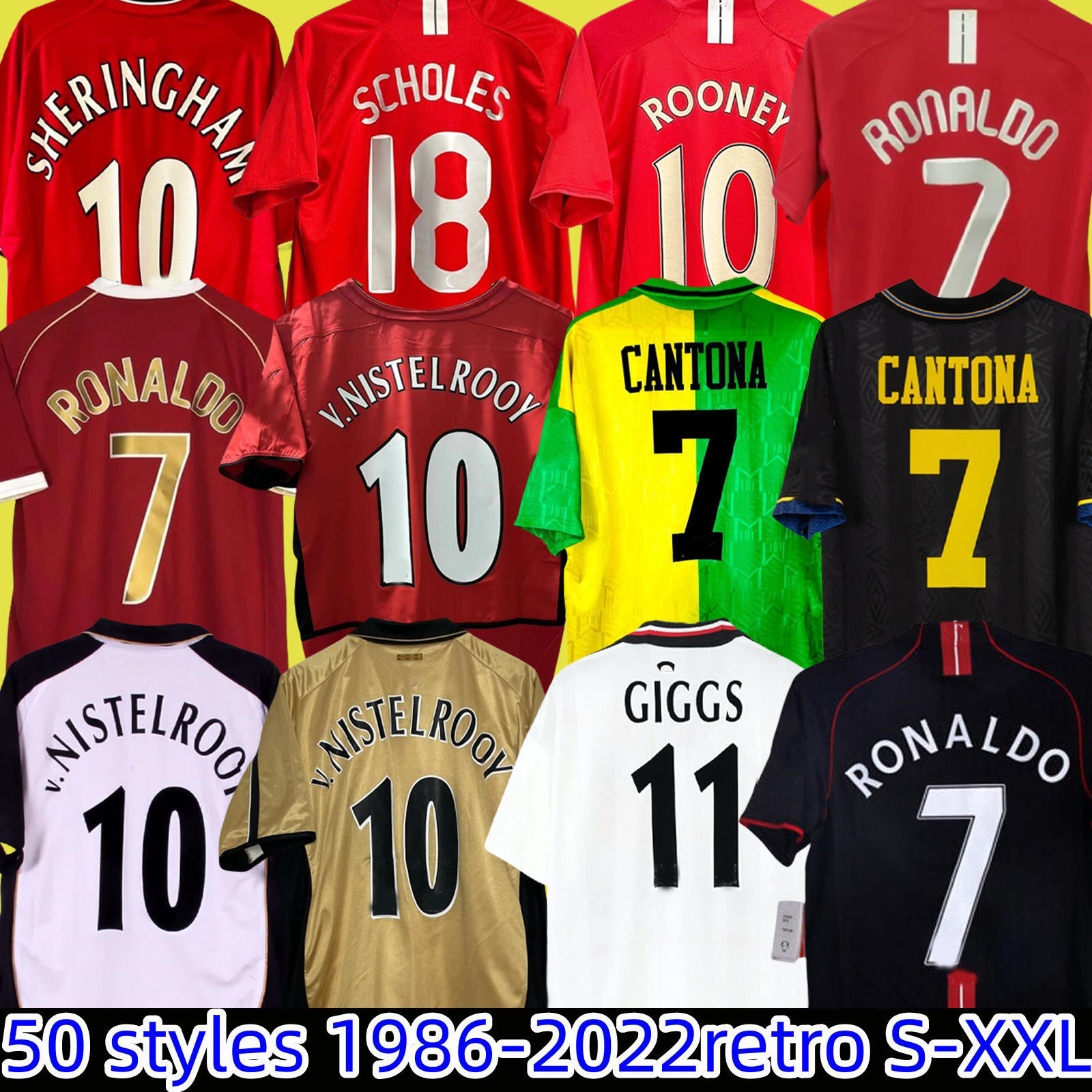 92 93 CANTONA GIGGS KEANE Mens RETRO Long Sleeve Soccer Jerseys 1998 1999 SOLSKJAER SCHOLES RONALDO FERDINAND ROONEY CHICHARITO