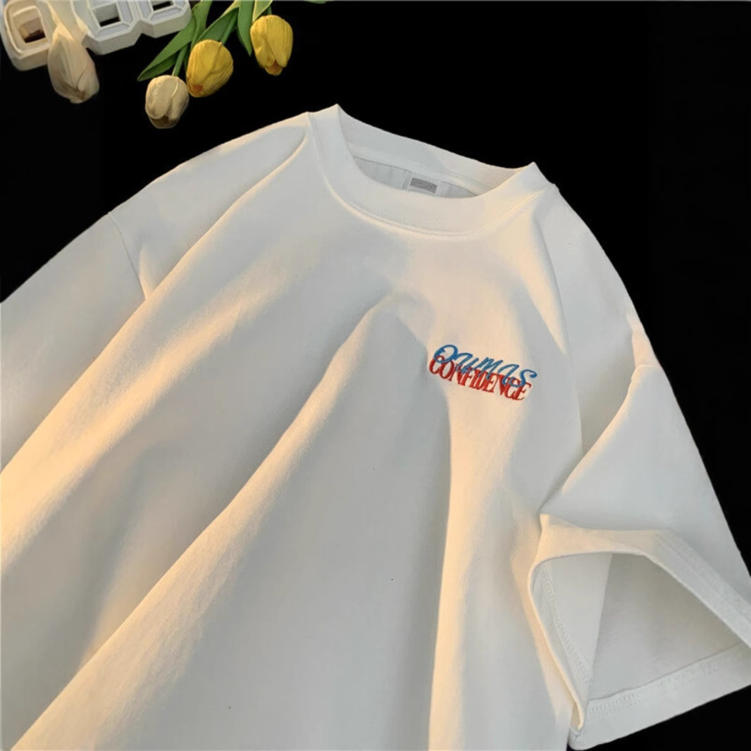 Heavyweight 220g Double Yarn Pure Cotton Letter Print Short Sleeve T-shirt Designer Short Sleeves For Men And Women Summer New Sweat-absorbing Breatha