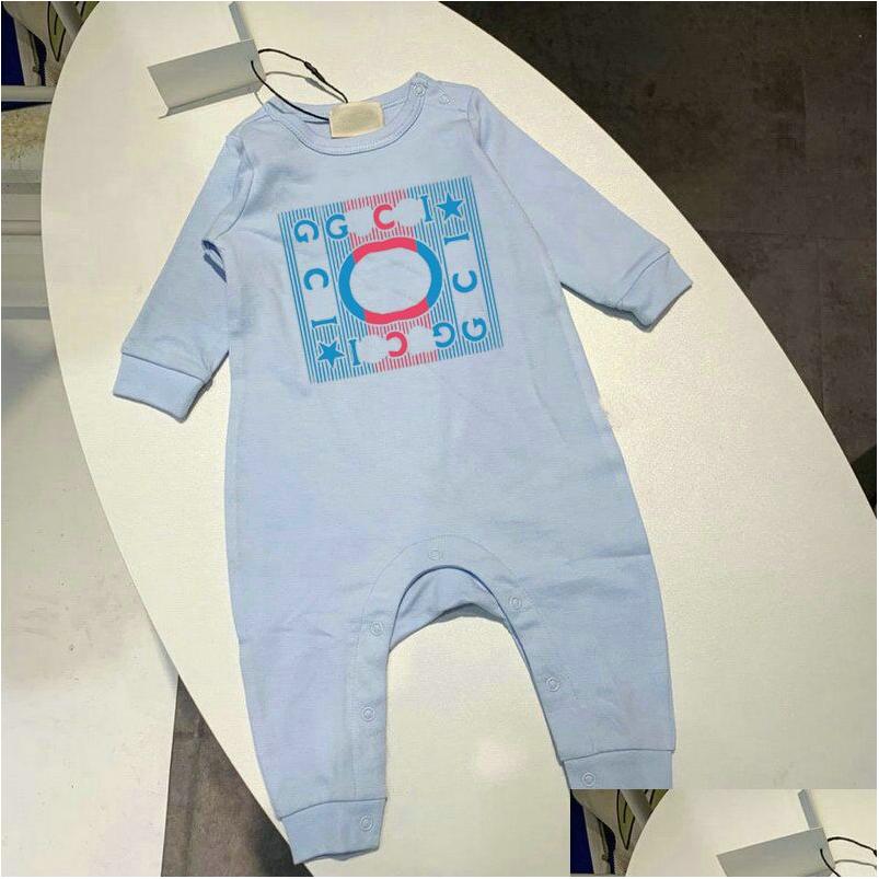 Rompers Designer Born Full Moon Gift Infant Baby Boys And Girls Fashion Letter Jumpsuits Clothes 100 Cotton Brand Kids Romper Drop D Otqwh