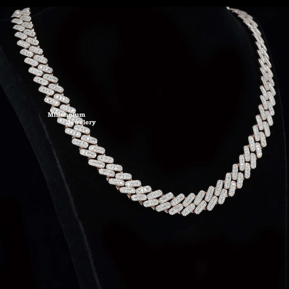 13MM Exceptional 20.73 Ct Moissanite Cuban Chain 18 to 22 Inch Fully Diamond Iced Out Hip Hop Cuban Chain for Men and Women