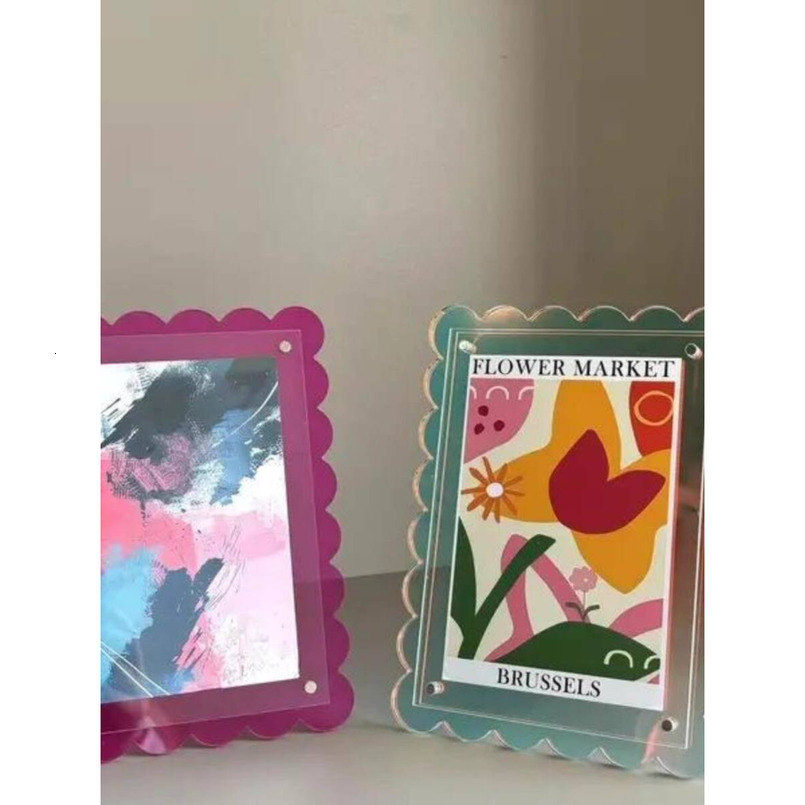 Acrylic New Product Fan-Shaped Lace Photo Frame Creative Refrigerator Magnet H260306