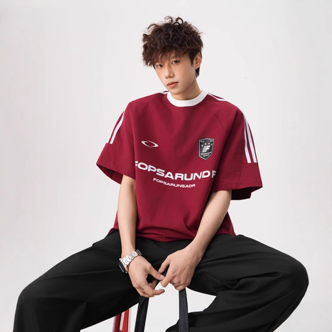 American Street Style Three Stripes Short Sleeve Unisex 2025 Summer Designer Short Sleeves Loose Round Neck T-shirt Youth Heavyweight Sports Tee