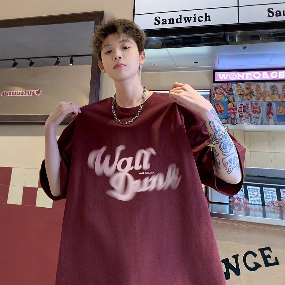 Skin-friendly Breathable Youth Short Sleeve T-shirt Designer Short Sleeves Men's Summer American Style Trendy Loose Heavyweight Half Sleeve Tee S