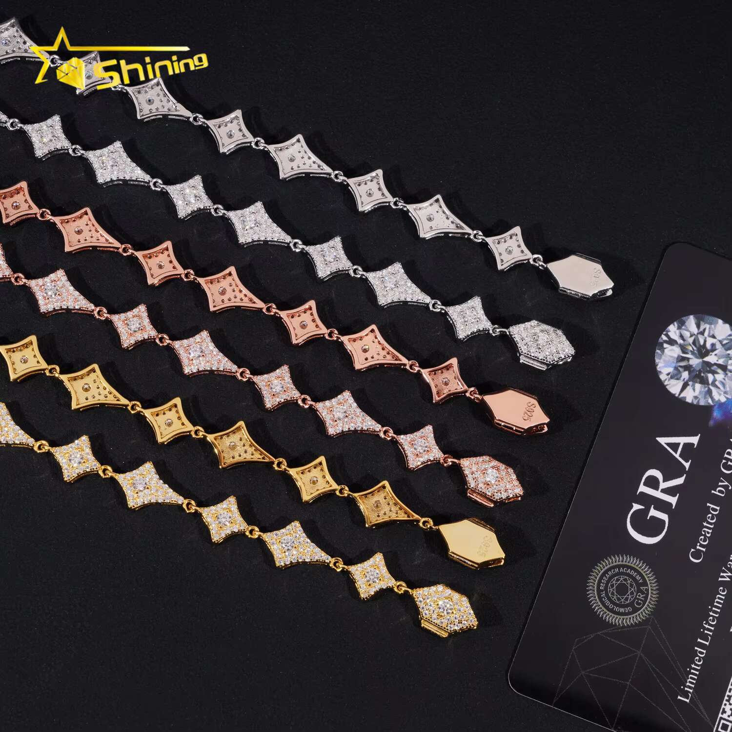 GRA Certified Hip Hop Accessories 925 Pure Silver Diamond Moissanite Tennis Chain Bracelet Fashion Necklace Iced Out