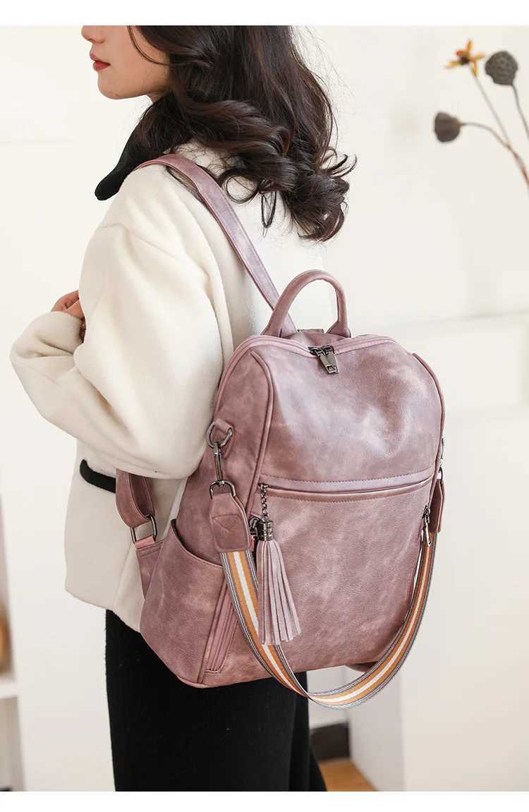 Leather Backpack Purse For Women Designer Travel Backpack Purses PU Fashion Ladies Shoulder Bag With Tassel Z250702