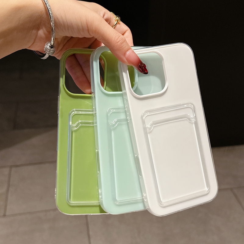 Card Pocket Cases For Iphone 16 Plus 15 Pro Max 14 13 12 11 Iphone16 Hard PC Soft TPU Luxury Fashion Crystal Credit ID Card Slot Mobile Phone Back Cov