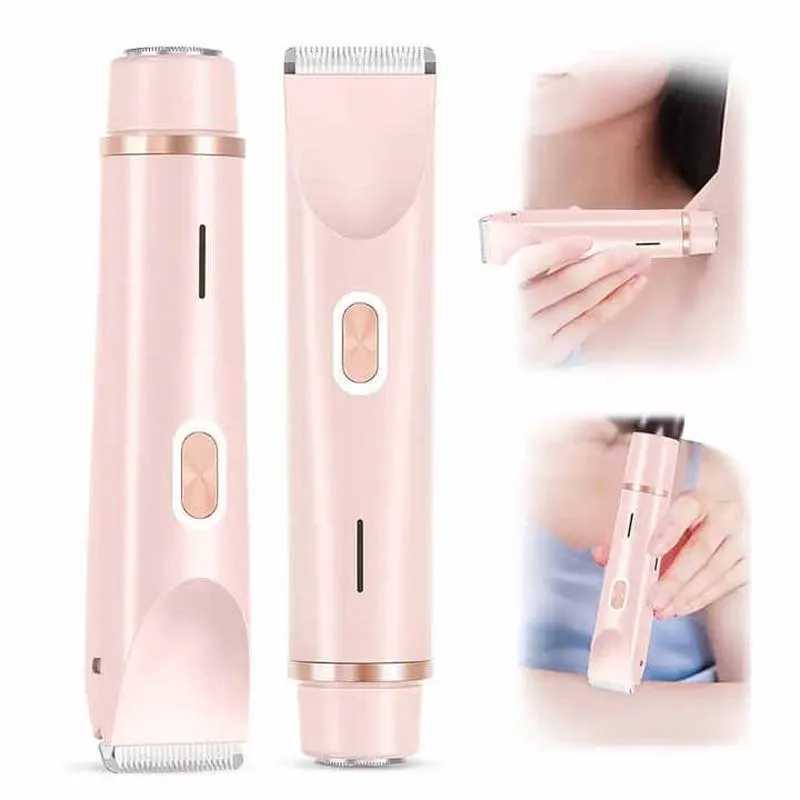 2-in-1 Electric Epilator and Lady Shaver for Women, Rechargeable Bikini Trimmer with Dual Head & IPX7 Waterproof Design