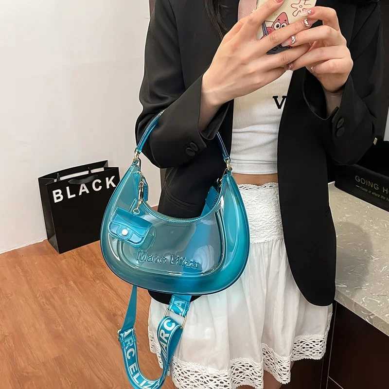 Small Semicircle Saddle Crossbody Bag Women High Quality Transparent Clear Shoulder Bag With Coin Purse Fashion Jelly Bag Z250702