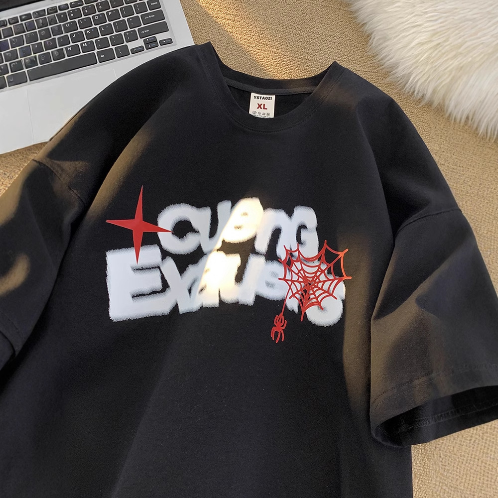 Designer Short Sleeves Anti-wrinkle Letter Short Sleeve T-shirt For Men Summer American Style Trendy Versatile Top Youth Heavyweight Half Sleeve Cloth