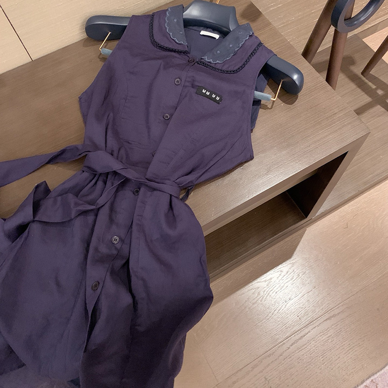 Luxury Lace Collar Sleeveless Dress Designer Letter Embroidery Slimming Dress Simple Casual Style Vest Dress