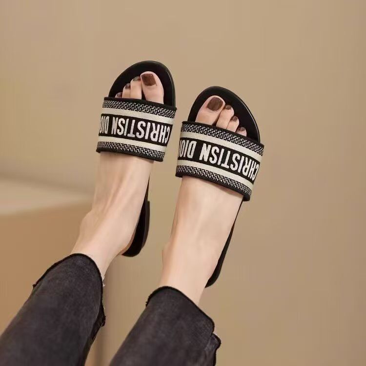 designer slippers flat slides for womens sandals girl blue pink fashion embroidery slipper outdoor Embroidered slippers Coach sandale 35-42