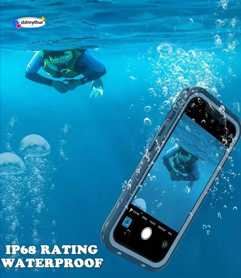 For iPhone 16 15 14 Plus 13 12 11 Pro XS Max XR IP68 Waterproof Phone Case Dustproof Diving Swim Surfing Cover Screen Protector ddmythur