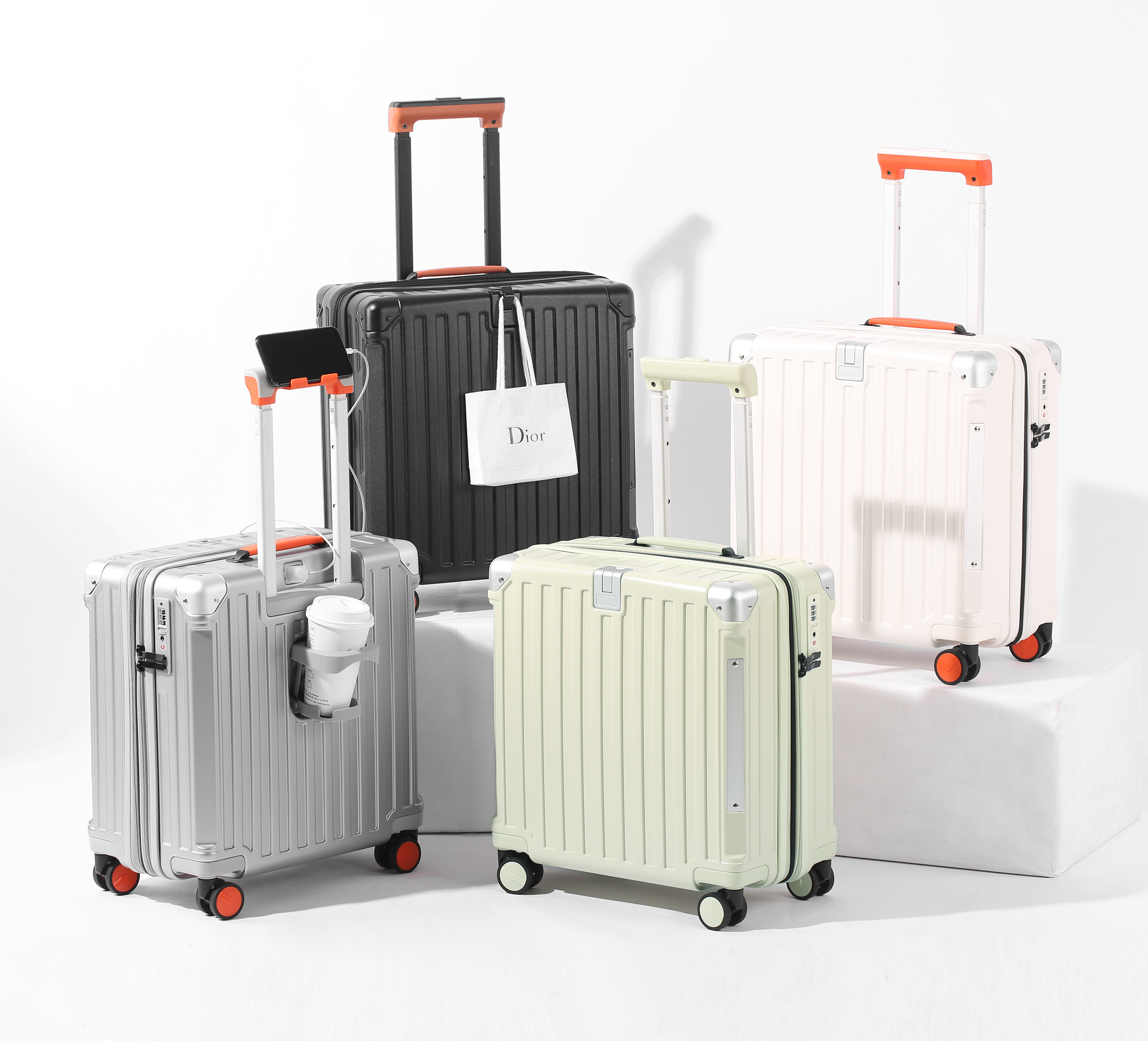 Ergonomic Rolling Duffel Pack Combining Laptop Stand and Phone Charger