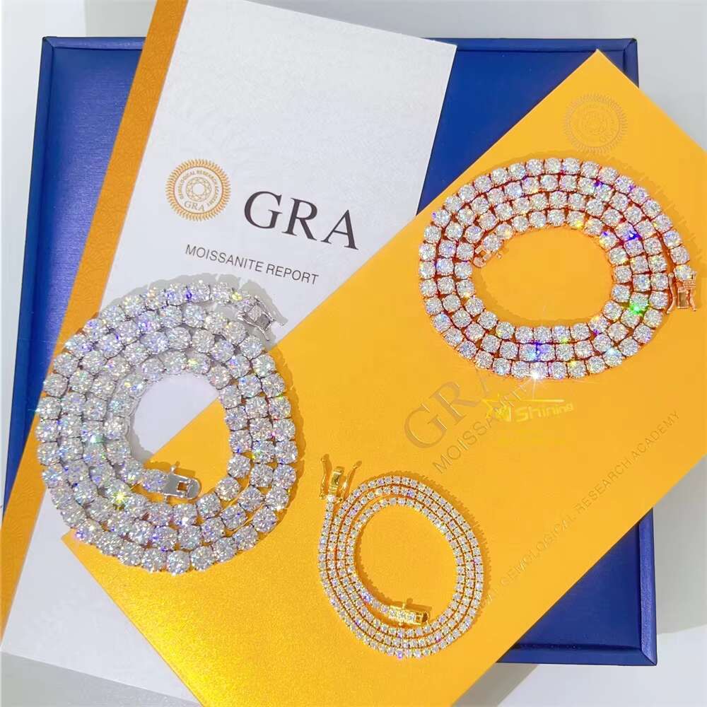 Luxury Jewelry 925 Sterling Silver Bracelet Diamond Moissanite Tennis Chain Hip Hop Fashion GRA Certified Iced Out