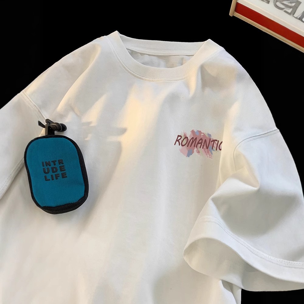 Letter Print Short Sleeve T-shirt For Designer Short Sleeves Men Summer Loose Breathable Half Sleeve American Style Trendy Anti-wrinkle Shaped T-shirt