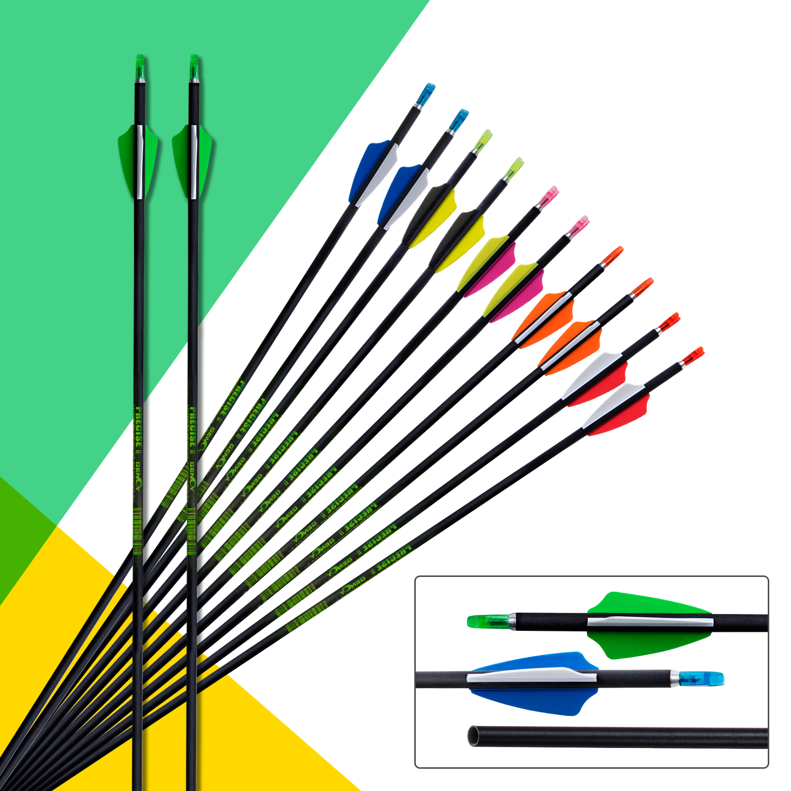 Targeting Arrows without Arrowheads Carbon Archery Arrows 4.2mm Practice Arrows for Recurve Bow & Compound Bow Spine 350-1500 Arrows (12Pcs) 31inch