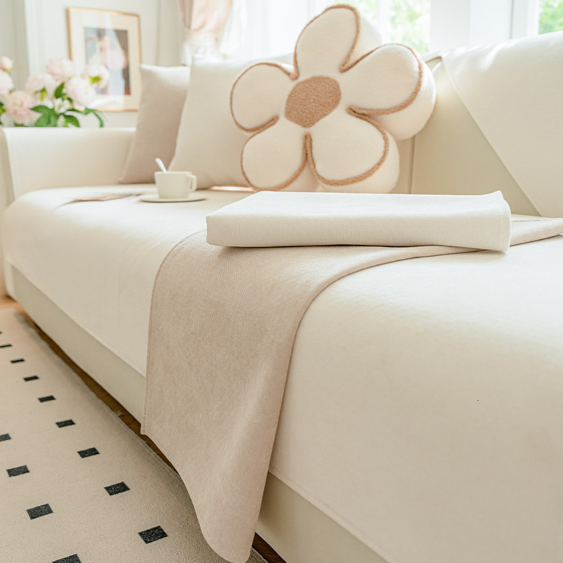 Minimalist Nordic Style Chenille Cushion All-Season Breathable Seat Fabric Non-Slip Slipcover Combination Sofa Cover