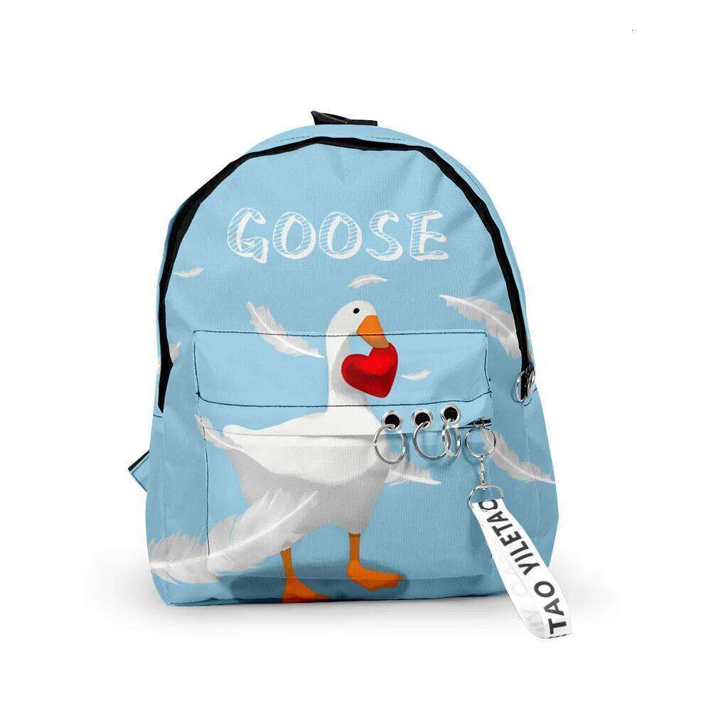 Fashion Novelty Goose element Boys/Girls pupil School Bags 3D Print Keychains Oxford Waterproof Cute Small Backpacks