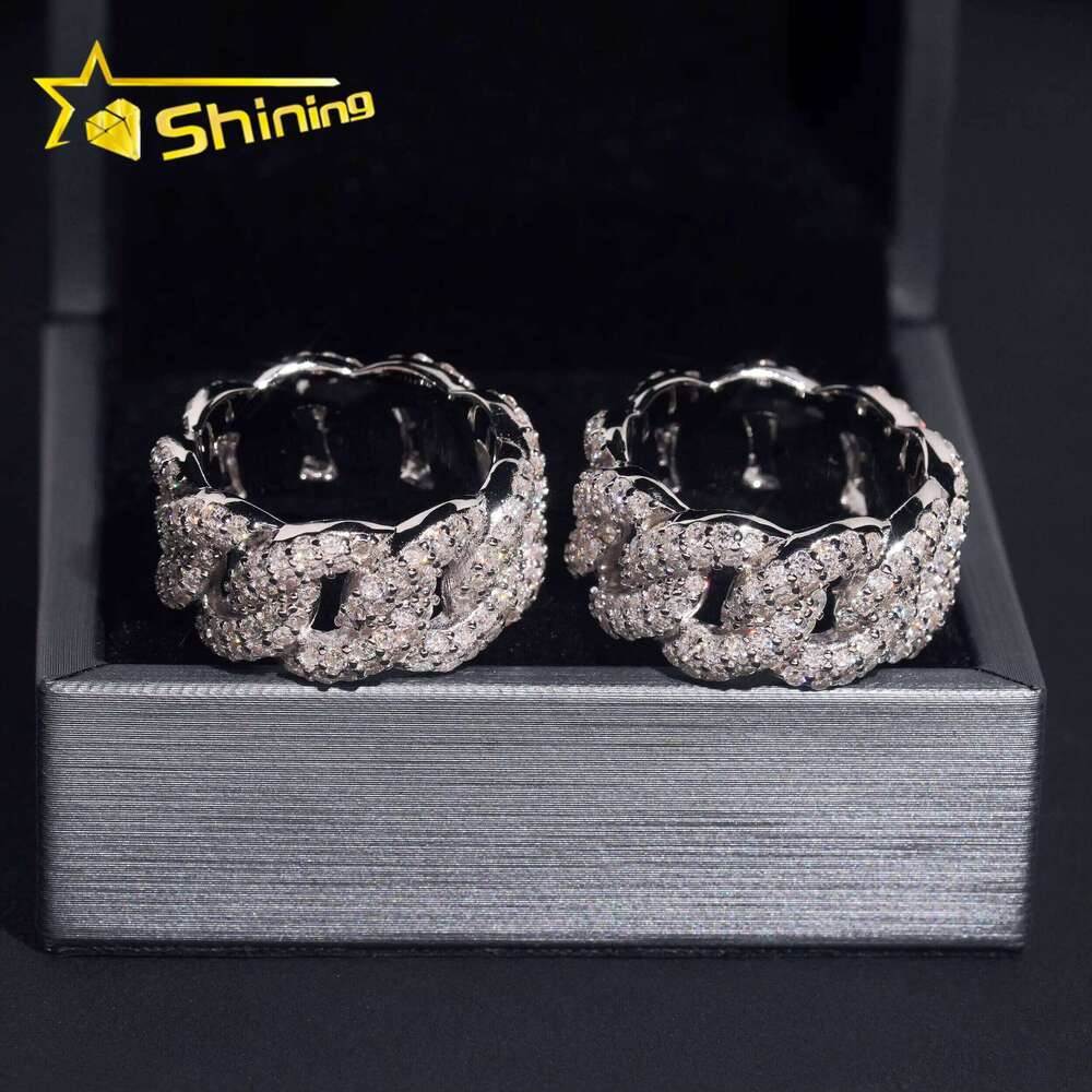 GRA Certificate Pass Dia Tester High Quality Sier Fine Jewelry Iced Out Hip Hop Moissanite Cuban Ring