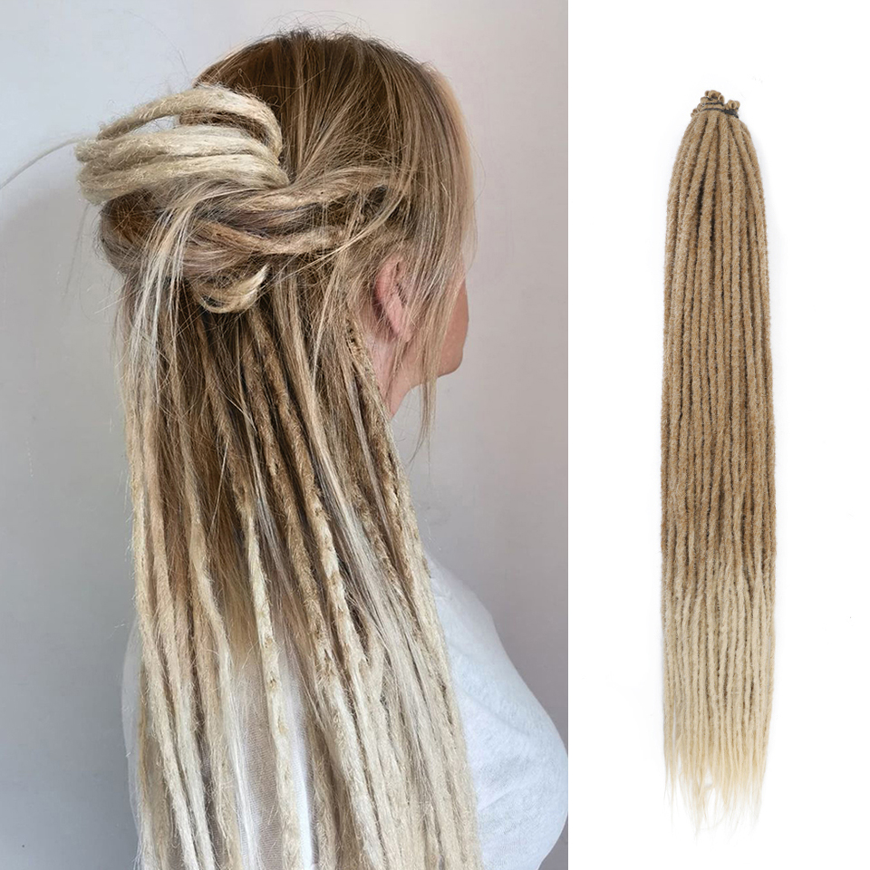 Long Soft Natural Artificial Dreadlock Crochet Braids Synthetic Handmade Dreadlocks Hair for Women and Men 10 Roots Per Pack