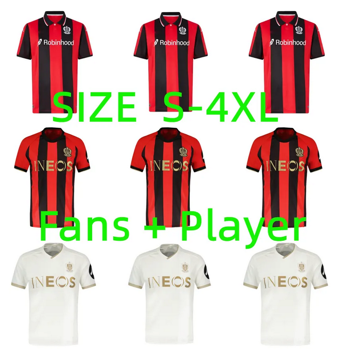 maillot de foot 24 25 26 OGCS Nices Soccer Jerseys home away 2024 2025 2026 player version DIOP MOFFI BOGA ROSARIO THURAM Football Shirt Uniforms Men Kids Kits