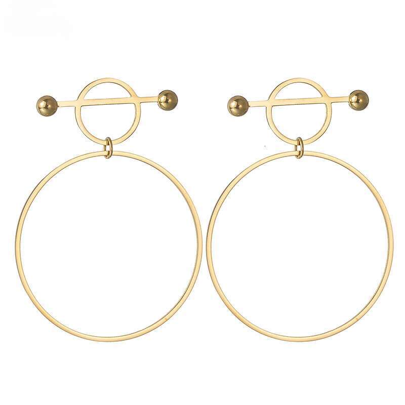 DHcollections New Gold-Plated Stainless Fashion INS Style Hollow Circle Hoop Earrings Titanium Steel Jewelry