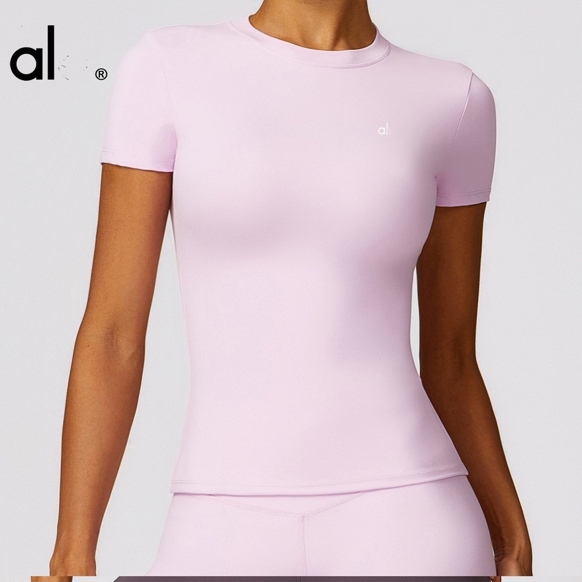 A0 Short Sleeve T-Shirt for Women, Quick-Dry Fitness Clothing, Outdoor Running Sports Round Neck Top, Tight-Fit Summer Yoga Shirt