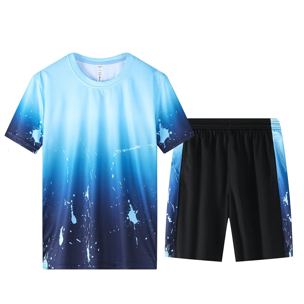Short Sleeve Unisex Casual Quick-Dry Clothing Set Women Outdoor Thin Loose Sports Suit Spring Autumn Men