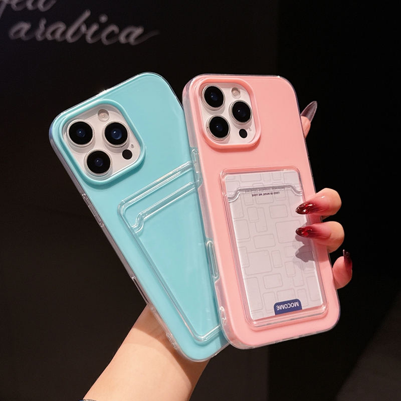 Card Pocket Cases For Iphone 16 Plus 15 Pro Max 14 13 12 11 Iphone16 Hard PC Soft TPU Luxury Fashion Crystal Credit ID Card Slot Mobile Phone Back Cov