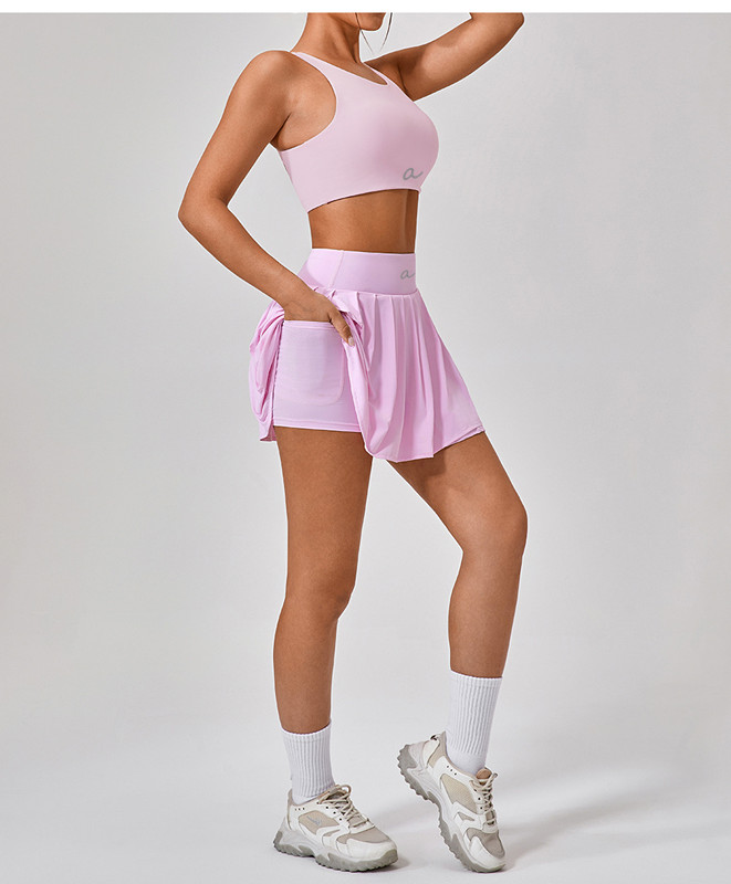 XX703 Women Yoga Two Piece Sets Suit Fitness Skirts Sports Sun Protection Jackets Zipper Coat Elastic Sportswear Gym Suits Workout Tracksuits YW306+KW