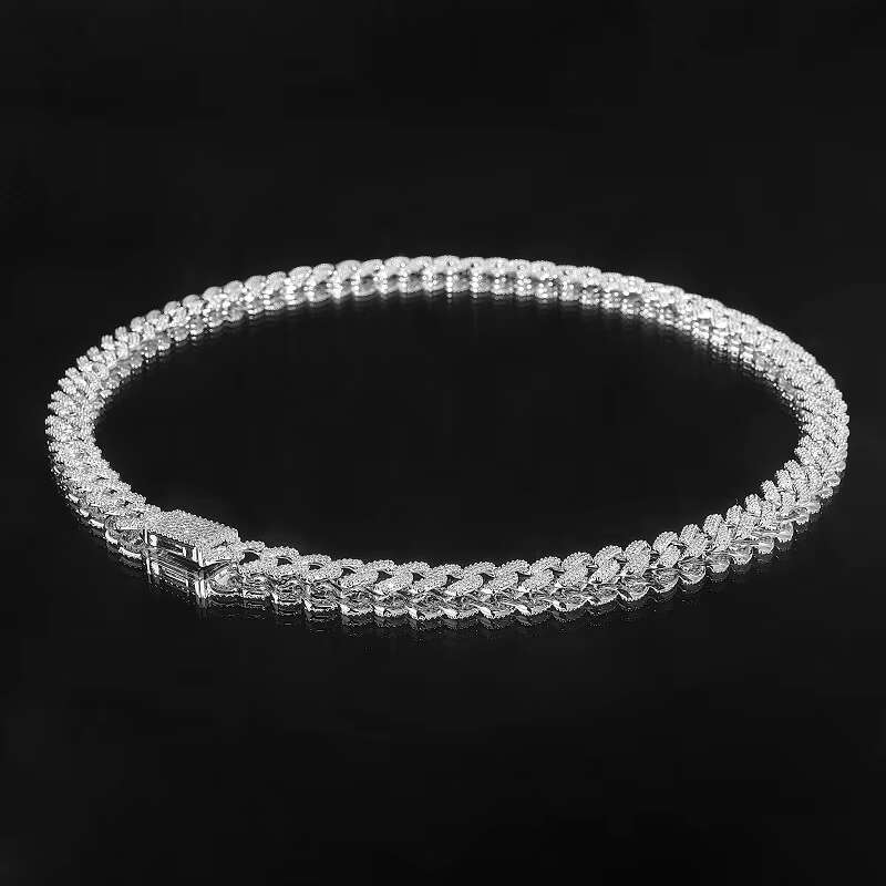 Customizable 925 Sterling Silver Gold Plated Miami Cuban Link Chain Iced Hiphop Style Necklace Moissanite Diamond Men Gift Brass